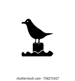 Sea gull sitting on the pier icon. Beach holidays simple icon. Travel element icon. Premium quality graphic design. Signs, outline symbols collection icon for websites, web design on white background