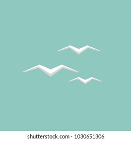 sea gulls flat design icon 