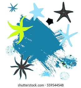 Sea hand drawn background, Brush grunge texture, 
