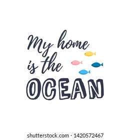 Sea hand drawn lettering elements set vector