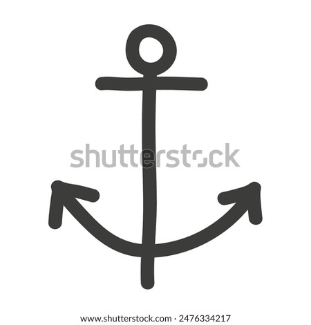 Sea ​​anchor hand drawn sketch vector illustration. Marine icon, logo, boat symbol, nautical sign. Maritime simple graphic doodle design,