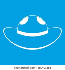 Sea hat icon white isolated on blue background vector illustration