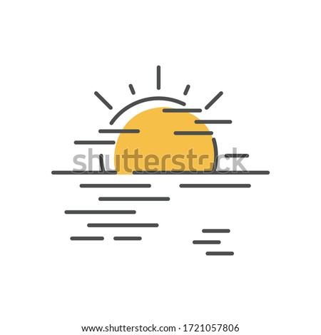 Sea haze yellow RGB color icon. Morning fog, meteorological forecast, misty weather. Natural phenomenon at sunrise, atmospheric humidity. Isolated vector illustration