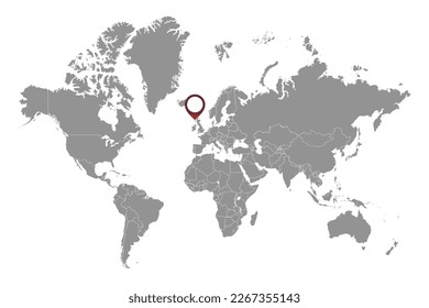 Sea of the Hebrides on the world map. Vector illustration.