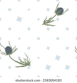 Sea Holly Floral Pattern Vector