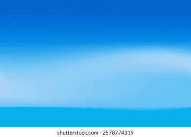 Sea horizon abstract artwork. Clear blue skies with parse clouds and the serene sea in blue gradation style design. Blue gradient background with hints of white. Vector Illustration.