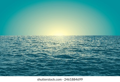 sea horizon with waves, vector illustration