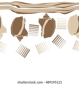 Sea  horizontal seamless  pattern, shells, halftone .
