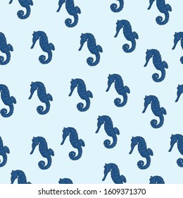 Sea horse animal seamless pattern. Design for wallpaper, package, postcard. Wildlife animal. Underwater