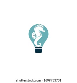 Sea Horse bulb vector logo design.