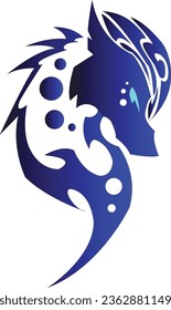 A sea horse can be used as sign our CNC tattoo, logo and design made with shape edges and blue gradient colors like water 