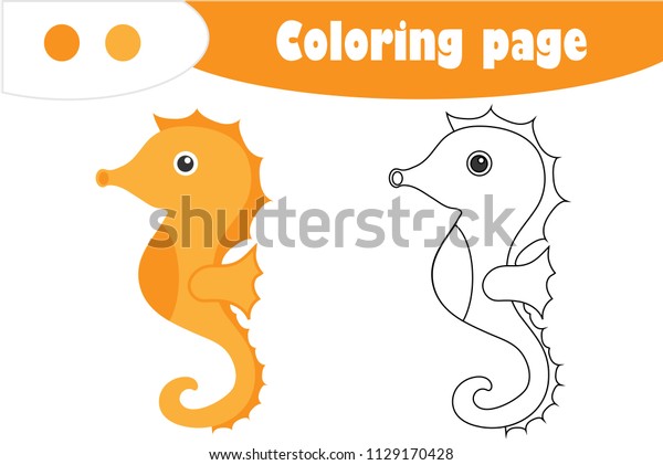 sea horse cartoon style coloring page stock vector royalty