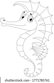 Sea horse cartoon vector art and illustration
