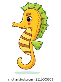 Sea horse. Cartoon vector illustration. Cartoon isolated on a white background.