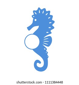 Sea horse - circle monogram. Seahorse silhouette. Vector icon isolated on white background.