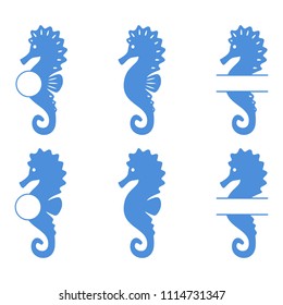 Sea horse collection. Seahorse silhouette. Vector icon isolated on white background.