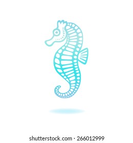 Sea horse color sign. Seahorse logo in vector isolated on the white background.