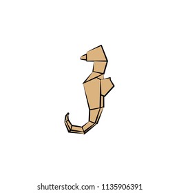 sea Horse colored origami style icon. Element of animals icon. Made of paper in origami technique vector Illustration sea Horse icon can be used for web and mobile on white background