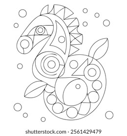 Sea Horse coloring book for children
