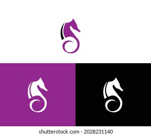 Sea Horse creative vector illustration Sea animal color icons in trendy flat style