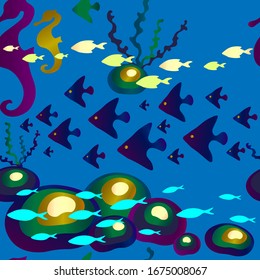 sea horse fish stones under water pattern