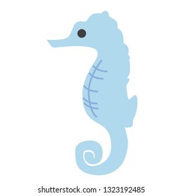 sea horse flat illustration. Underwater world creatures series