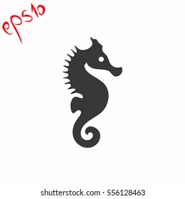 Sea Horse Grey Icon.