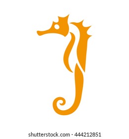 Sea horse, hippocampus, silhouette isolated on the white background
