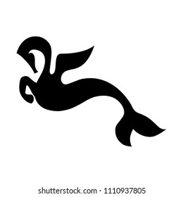sea horse. hippo-campus , horse with wings and fish tail, logo icon