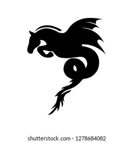 sea horse. hippo-campus , horse with wings and fish tail, logo