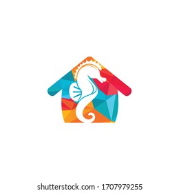 Sea horse home vector logo design.