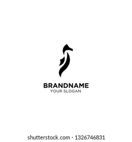Sea horse icon isolated on a white background. Logo silhouette design template. Simple symbol concept in flat style. Abstract sign, pictogram for web, mobile and infographics - stock vector - Vector