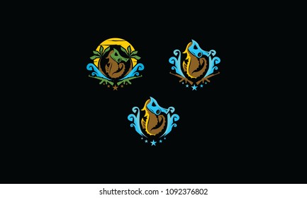 sea horse icon logo vector