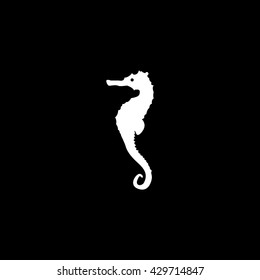 Sea Horse Icon On Black Background