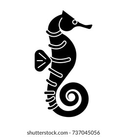 sea horse icon, vector illustration, black sign on isolated background