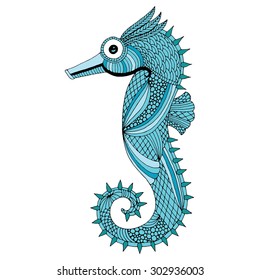 Sea horse illustration - Isolated Sea horse on simple white background