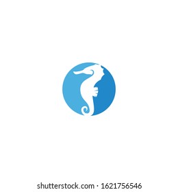 Sea horse illustration logo vector flat design