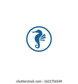 Sea horse illustration logo vector flat design