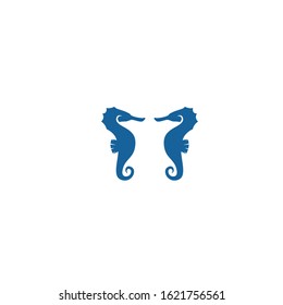 Sea horse illustration logo vector flat design