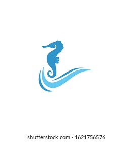 Sea horse illustration logo vector flat design