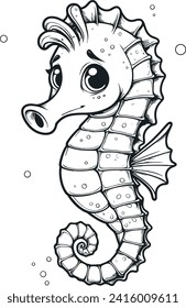 SEA HORSE ILLUSTRATIONS FOR CHILDREN TO LEARN TO COLORING