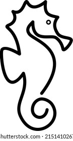Sea horse line art illustration, icon, logo, and cartoon illustration