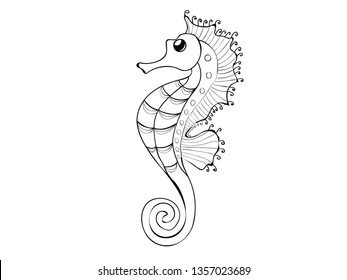 sea horse line vector illustration. Concept for logo, print, textile 