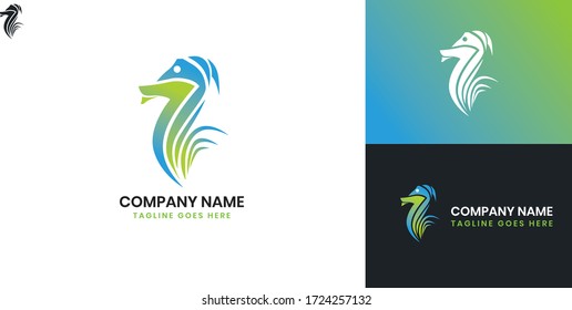 Logo de Sea Horse - Todos los elementos de esta plantilla se pueden editar con software vector