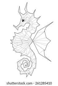 Sea horse. Low polygon linear vector illustration