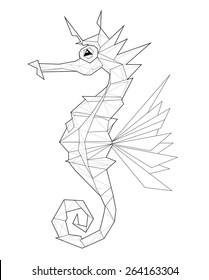 Sea horse. Low polygon linear vector illustration