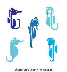 Sea horse minimal design isolated on white background.