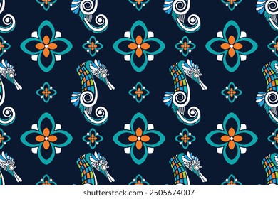 Sea Horse - Seamless pattern with abstract geometric vector