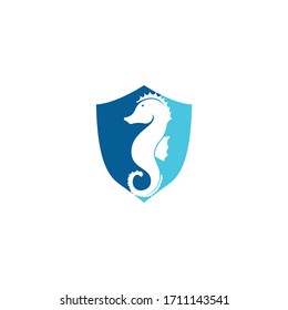 Diseño del logotipo vectorial del concepto de protección de la cabaña de mar