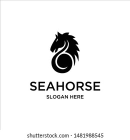 Sea Horse Silhouette Flat Logo